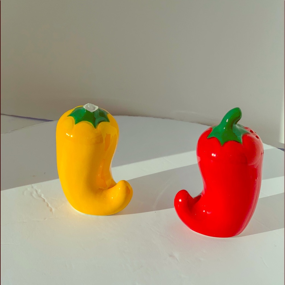 Pepper shaped salt  and pepper shakers